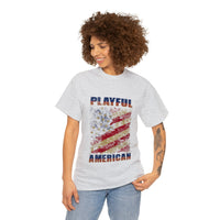 Playful Rustic American Flag (Unisex) Heavy Cotton Tee