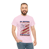 Playful Rustic American Flag (Unisex) Heavy Cotton Tee