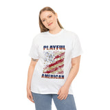 Playful Rustic American Flag (Unisex) Heavy Cotton Tee