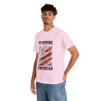 Playful Rustic American Flag (Unisex) Heavy Cotton Tee