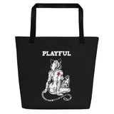 Playful & Frisky - White Logo Large Tote Bag