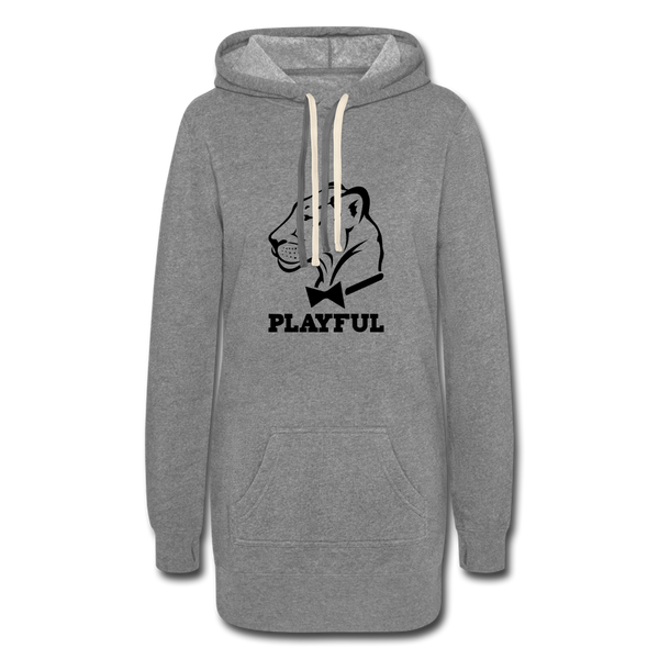 Playful Ladies Classic Logo Hoodie Dress - heather gray