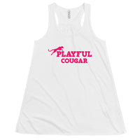 Playful Cougar Ladies Flowy Racerback Tank